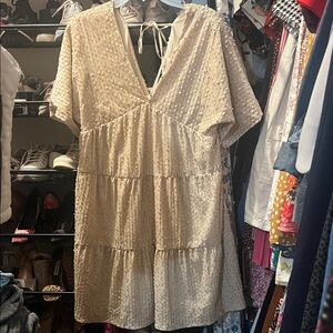 Wishlist Cream Tiered Mini Dress